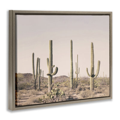 «Blush Cactus Field», encadré doré sur toile flottante par Sissi et Seb