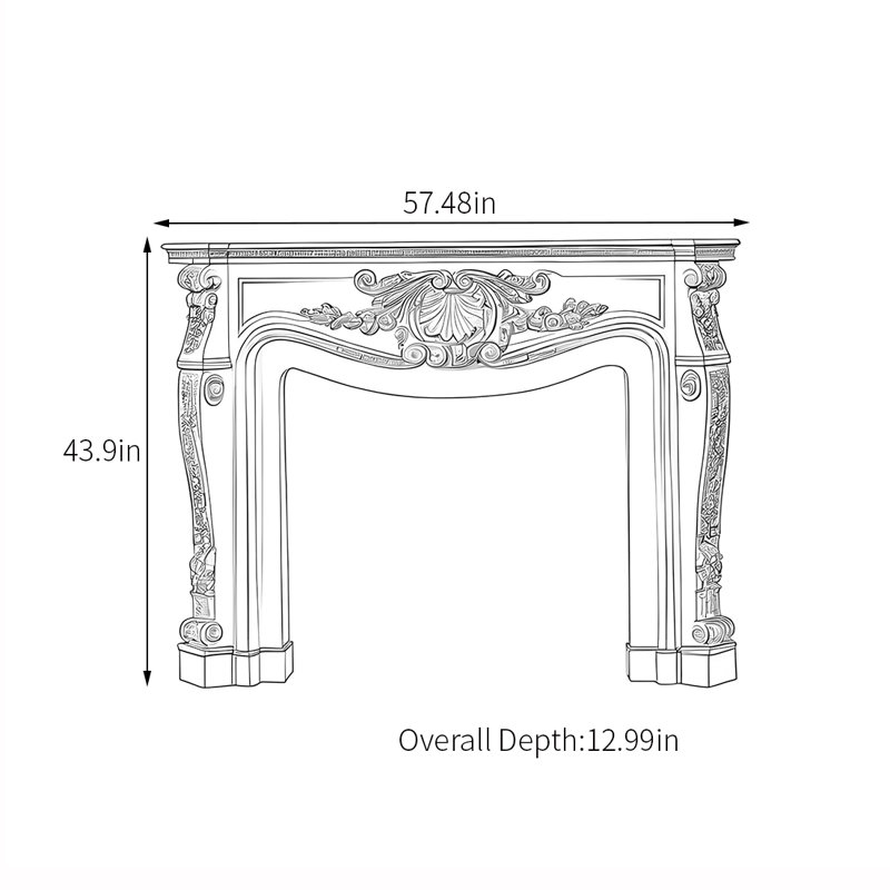French-style fireplace-shaped console table, Beige