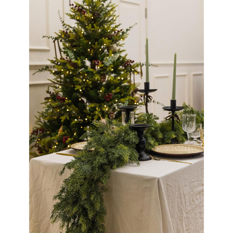 6FT Dark Green Artificial Pine Garland for Indoor and Outdoor Christmas Decor