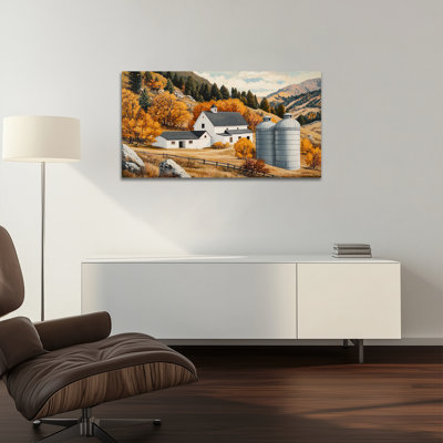 Grande art mural sur toile d'automne - paysage d'automne, décoration murale, œuvre d'art de campagne rétro, peintures d'automne pour mur, estampes murales d'automne, cadre en toile de pin, 30 po x 60 po