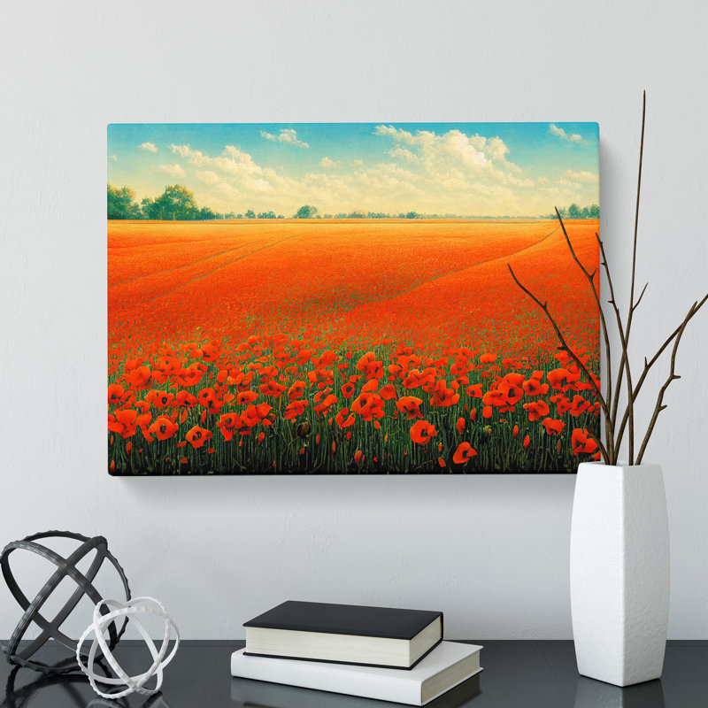Majestic Poppy Field Flowers - Wrapped Canvas, 35cm H x 50cm W x 3cm D