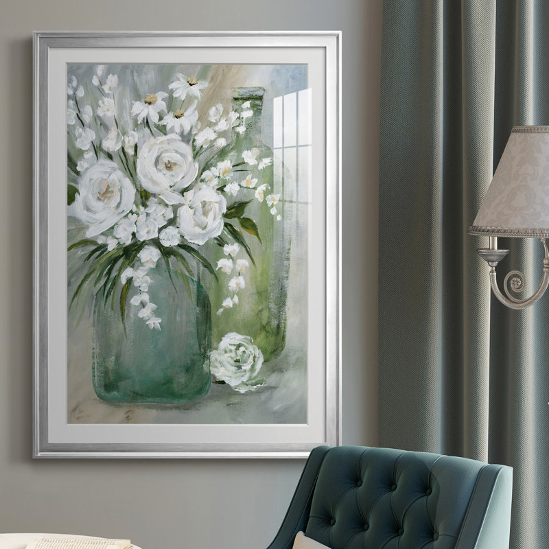 Après-midi rose - peinture sur toile encadrée, Argent, H 26,5 po x l 36,5 po x P 1,5 po