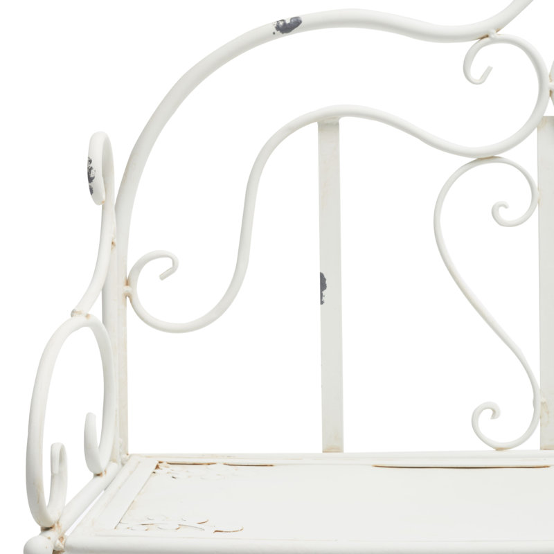 Angellyn Metal Weather Resistant Patio Shelving, Antique White