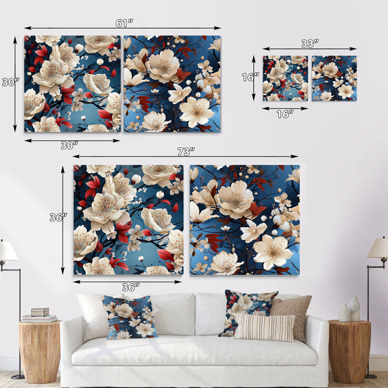Ficoide - Ensemble de 2 art mural en verre acrylique, H 16 po x l 33 po