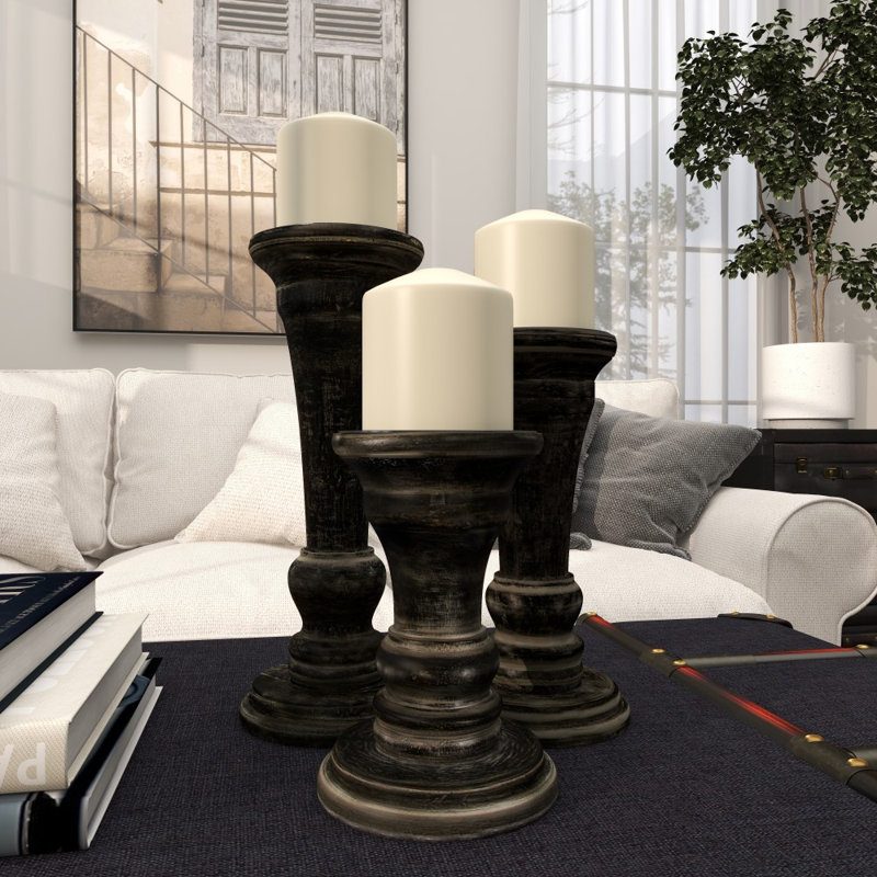 10'' H Wood Tabletop Candlestick
