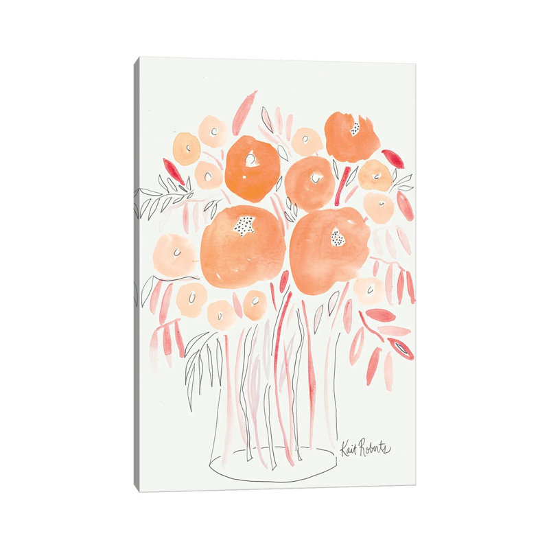Guava Blooms And Bubblegum Leaves by Kait Roberts - Wrapped Canvas Painting, 20.32 cm H x 30.48 cm W