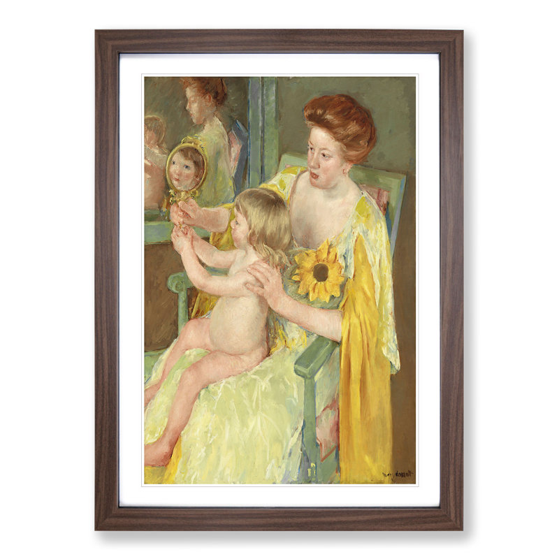 Mother and Child Vol.1 by Mary Cassatt - Framed Print, 48cm H x 36cm W x 2cm D, Walnut Framed