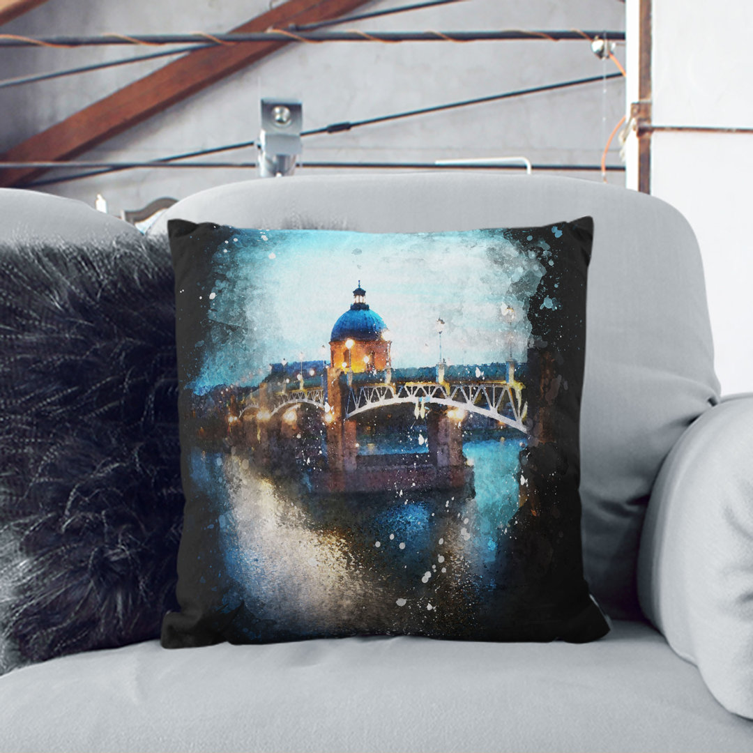 Saint-Pierre Bridge in Toulouse France Cushion with Filling