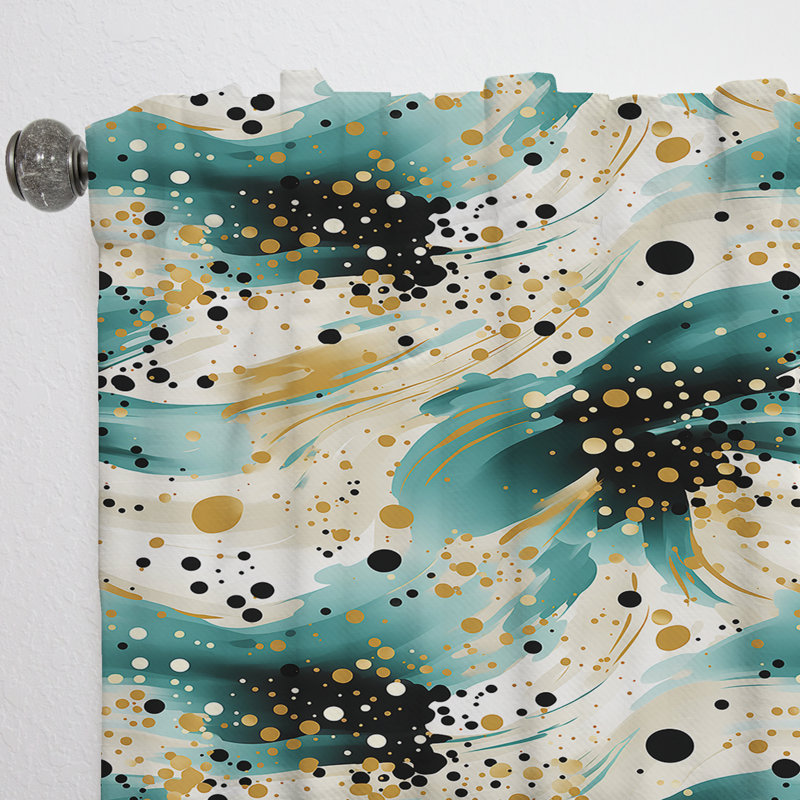 Gilded Polka Dot River - Abstract Curtain - Room Darkening Abstract Curtain - 1 Panels, 52" W x 90" L