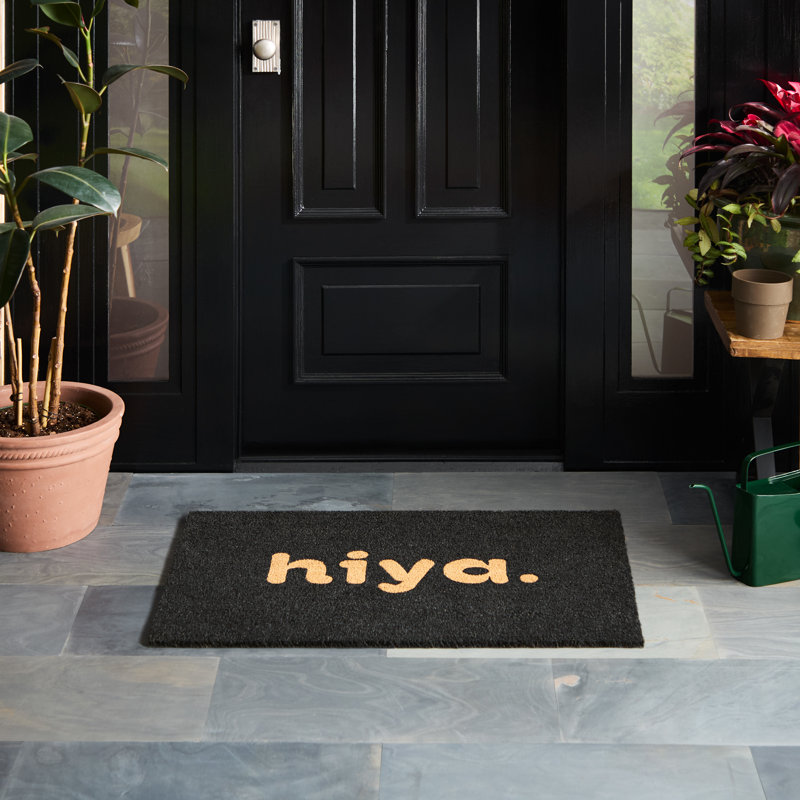 Town & Country Terra Hiya Painted Welcome Outdoor Door Mat, Natural Coir Ma