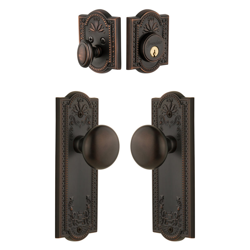 Parthenon Complete Entry Knob Set with Deadbolt, Timeless Bronze