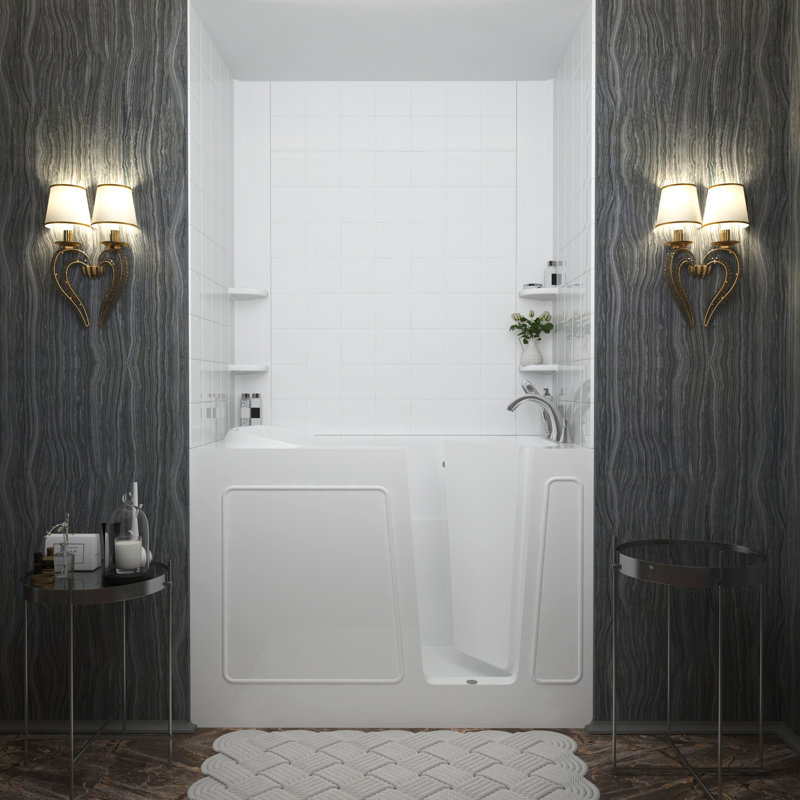 Buena Vista 53.8'' x 31'' Acrylic Bathtub with Faucet, Right, White