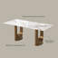 Table de salle à manger rectangulaire moderne en pierre frittée avec base à double piédestal-767499270-767499288
