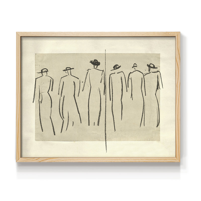Croquis rétro - L III - Reproduction encadrée - Restickable, H 8 po x l 10 po, Naturel