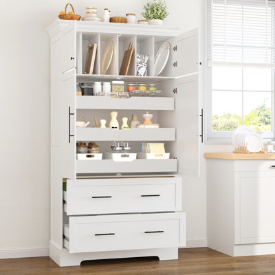 Garde-manger de ferme avec plateau à gâteau, plateaux coulissants et tiroirs