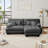 Cloud Couch Sectional Sofa For Living Room, Chenille 2 Seater Sofa With 2 Lumbar Pillows And 2 Throw Pillows , Upholstered Wide Arm Sofa With Convertible Ottoman,Chenille Gray-1313671199