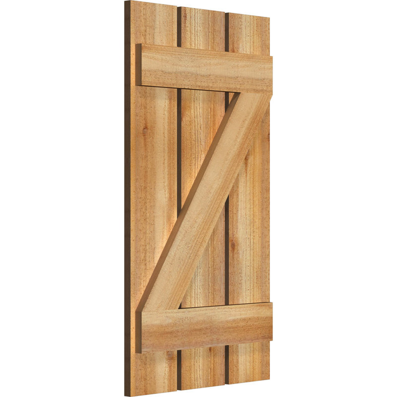 Volets espacés de 5 3/8 po avec barre en Z, cèdre rouge de l'Ouest TimberCraft (par paire), 17 1/8 po, 32 po