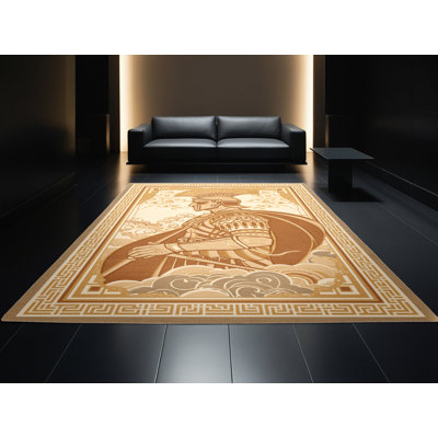 Tapis oriental brun classique - beige lavable à la machine Fillmore Centurion Commander