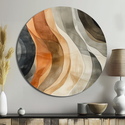 Minimlaist Earthline Motion - Abstract Round Metal Wall Decor