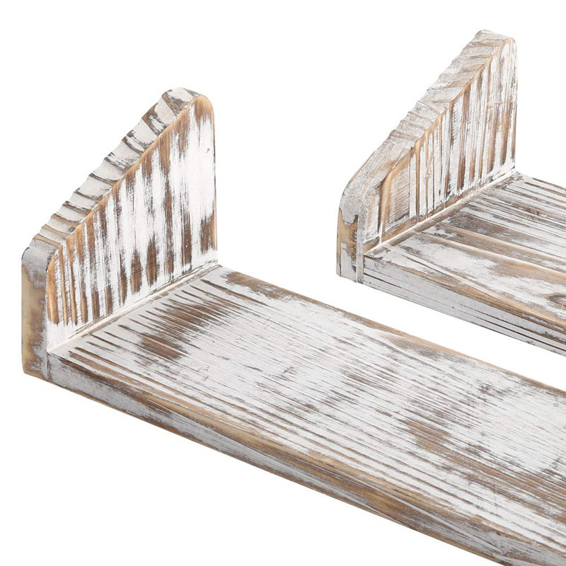 Ensemble de 3 tablettes flottantes en bois véritable Altheimer, Brun rustique
