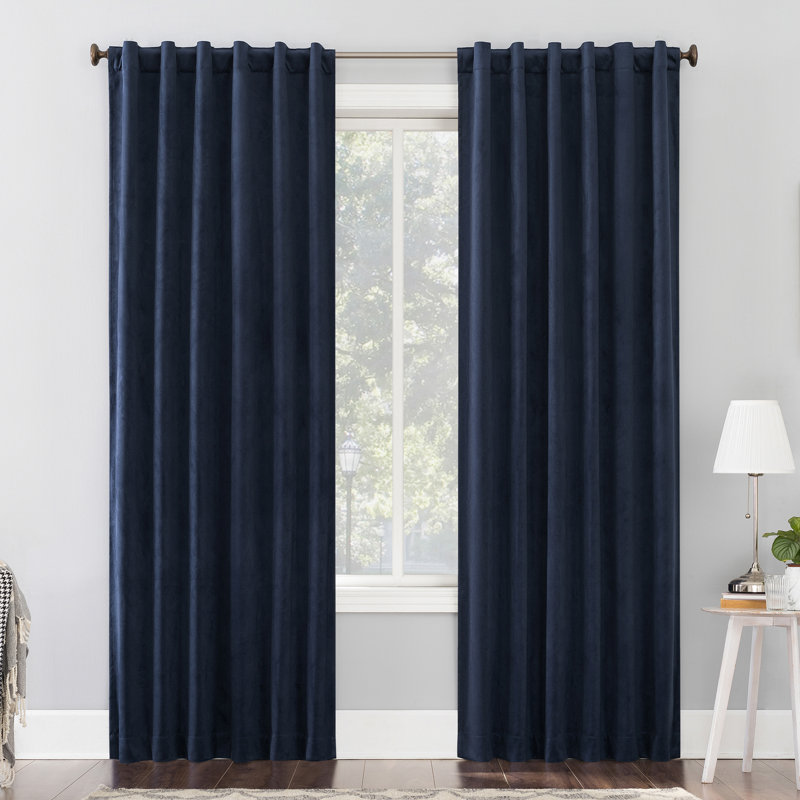 Panneau de rideau à velours insonorisant 100% velours, l 50" x L 84", Bleu marine