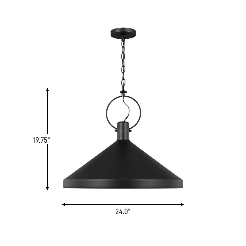 Lyon 1 - Light Pendant, Black, 19.75" H x 24" W x 24" D