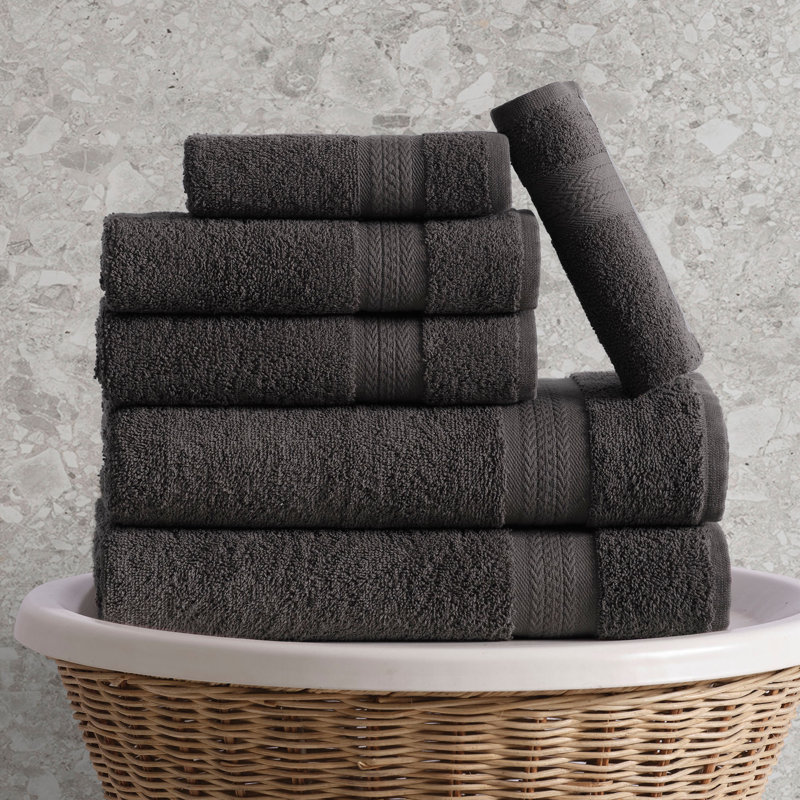 6 Piece Towel Set, 2 Bath Towels 2 Hand Towels 2 Washcloths, Soft and Absorbent, 100% Turkish Cotton Towels for Bathroom Shower Towel, Bath Linen Set