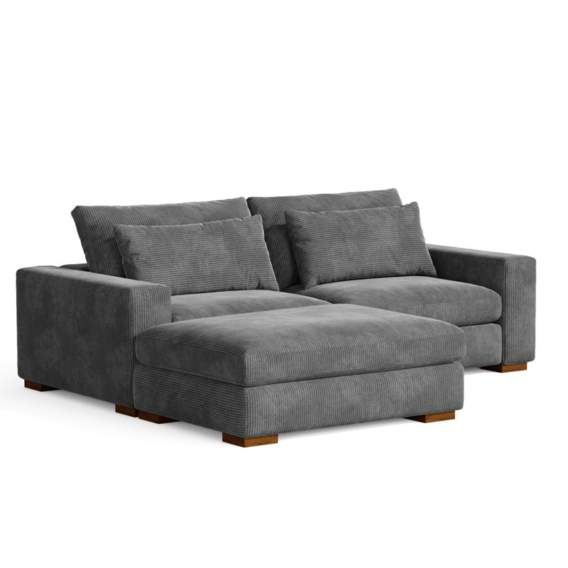 Belrose 89'' Recessed Arms Modular, Dark Gray Corduroy