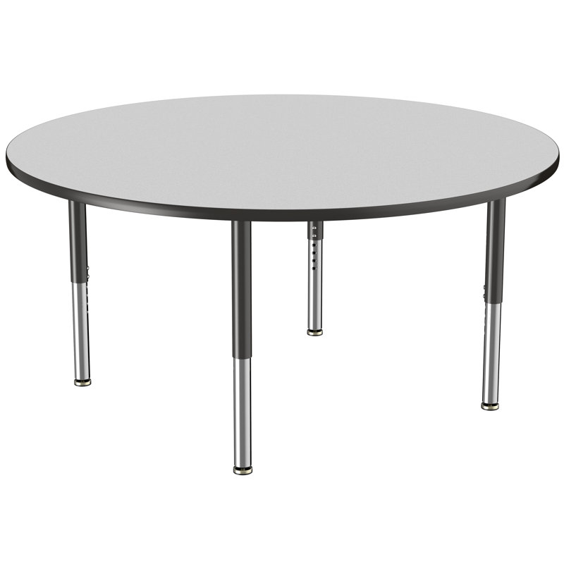 Table ronde à hauteur réglable, H 24 po x L 60 po x l 60 po, Gris / noir, Super