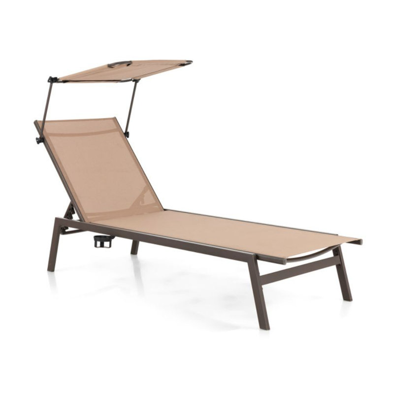 Chaise longue d'extérieur avec parasol et 6 positions réglables
