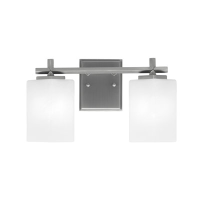 Franklin 2 Light Bath Bar With 3.5" Square White Marble Glass