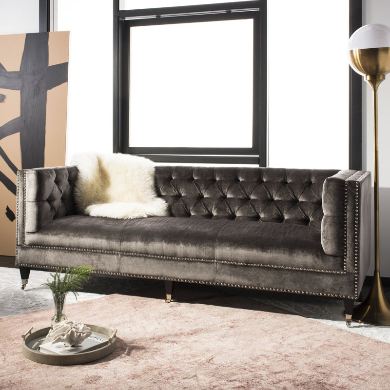 Tyrone Upholstered 84.3'' Sofa, Bella Gray Velvet