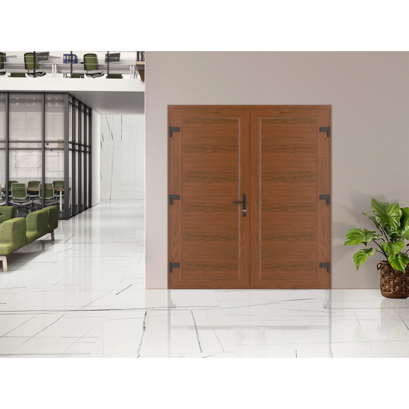 Portes extérieures pré-montées en métal-plastique à l'avant / Portes de garage commerciales et résidentielles en noyer MANUX 8111 72 po x 80 po