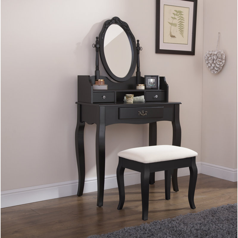 Arnold Dressing Table with Mirror, Black