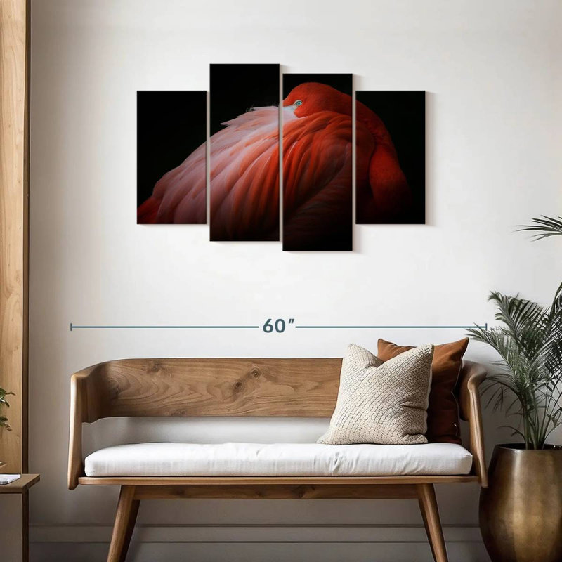 Brampt timide flamant rose, H 27 po x l 43 po