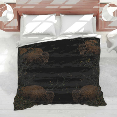 Buffalo In Woodland Scene Comforter