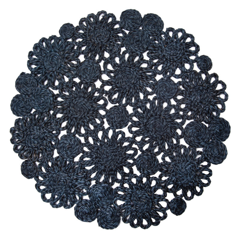 Bladwell Jute Round Placemat, Navy