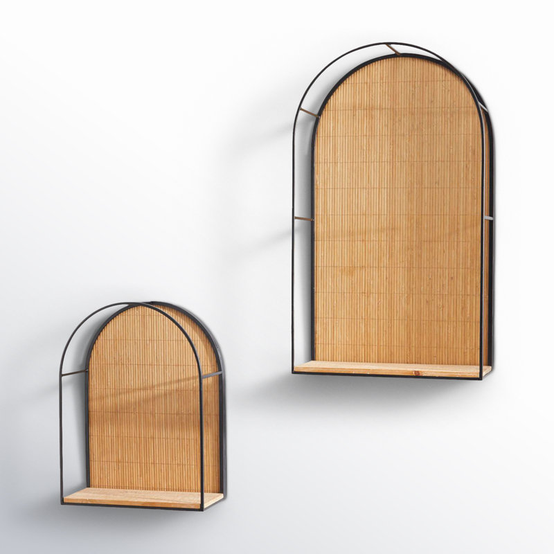 Cole And Grey Modern Bamboo Wall Shelf Set Of 2