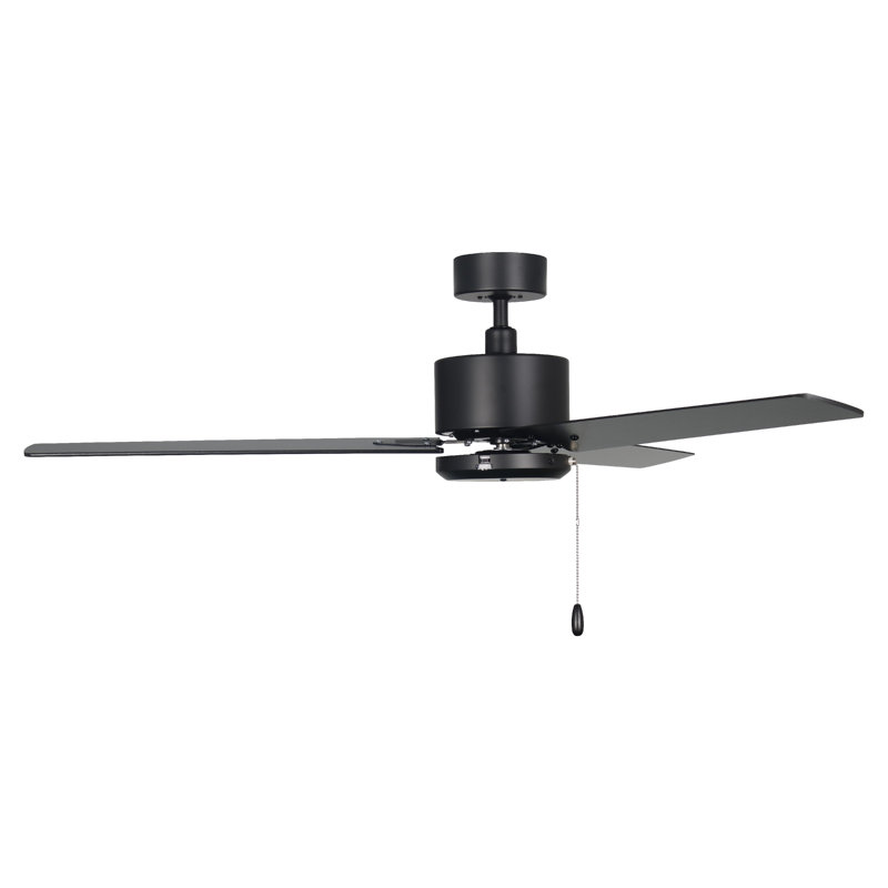 Kammerer 52" 3-Blade Indoor Ceiling Fan, Matte Black, Matte Black
