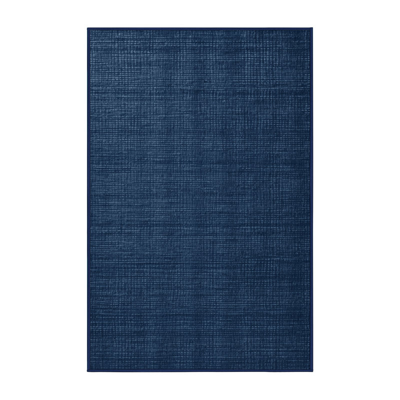 Machine Washable Solid Blue Area Rug, Rectangle 3' x 5'