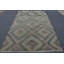 Tapis turc Oushak tissé à la main avec détails rétro et motifs géométriques bleu / vert