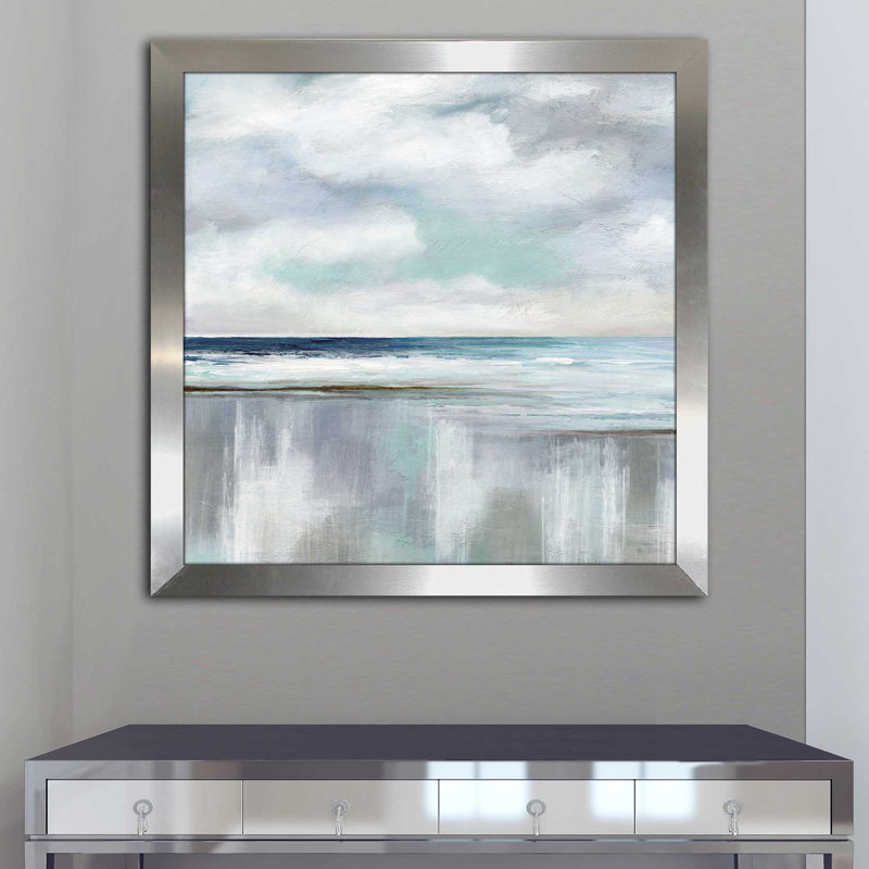 Impression de peinture acrylique « Sunrise », H 31,5 po x l 31,5 po x P 1 po, Encadrement argenté