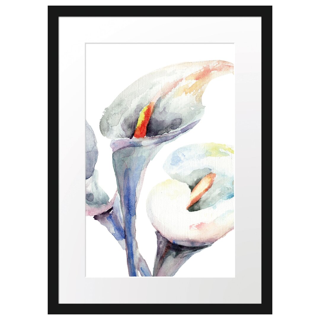 Gerahmtes Poster Aquarell Blüten Callas Kunst