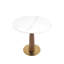 Table de salle à manger ronde moderne, table en pierre frittée de 33,5 po avec pieds en bois et base dorée, table de cuisine pour 2 personnes pour petit espace, capacité de poids de 150 lb (seulement la table de Négociation)-1933663321