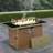 Propane Gas Fire Pit Table With Glass Wind Guard And An Open Basket-wave Patterned Wicker-947424577