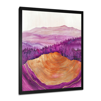 Farm Charm Meadow With Lavender Ink Field Landscape V - Landscapes Canvas Prints