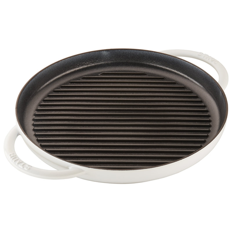 Staub 12 in. Cast iron Grill Pan, White