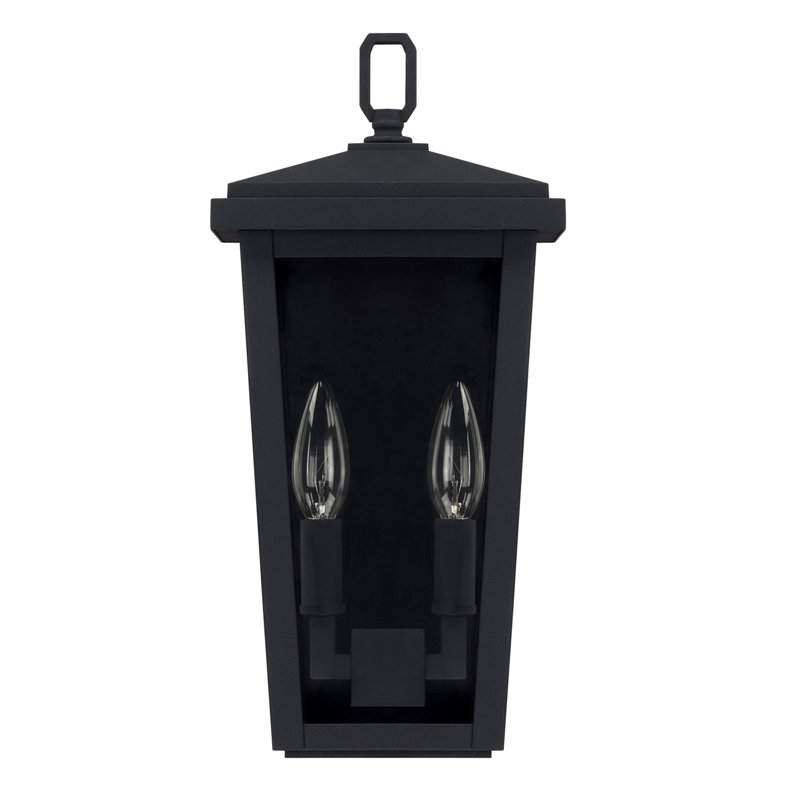 Lanterne murale d'extérieur à 2 ampoules Donnelly, 14,75" H x 7" lx 5,5" p, Noir