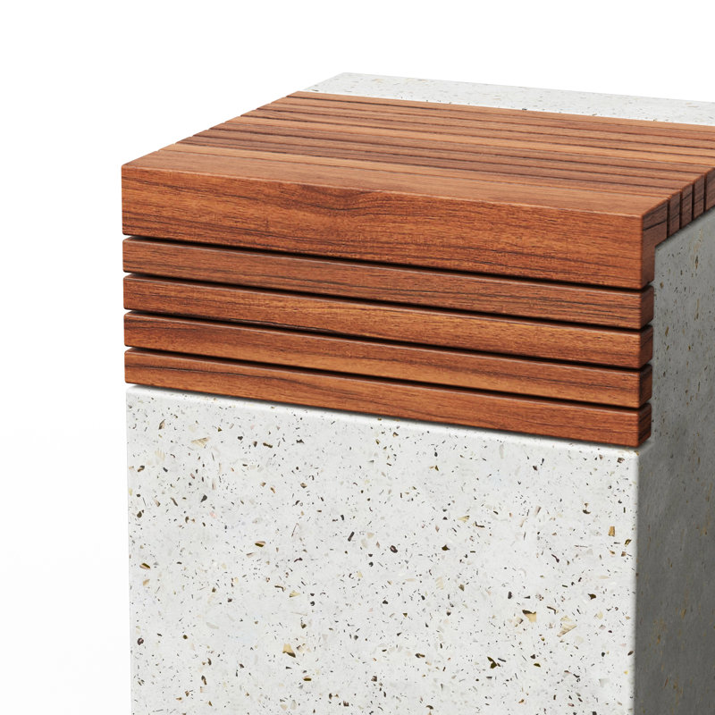 Concrete Accent Stool, Ivory Terrazo