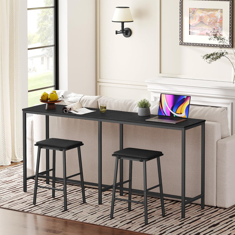 70.8 Inch Rectangular Counter Bar Height Table, High Top Pub Table for Indoor Use, Kitchen Living Room Entryway, Black